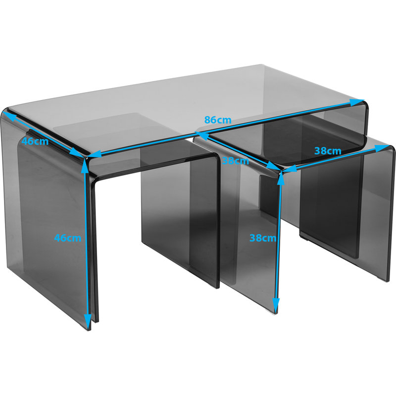 Herta 3 - Piece Glass Top Living Room Table Set, Smoked