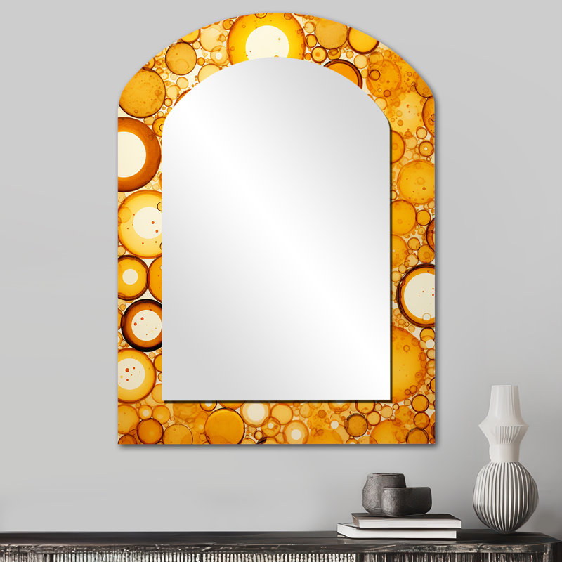 Coucher de soleil abstrait, tourbillon de collages abstraits, miroir mural, 34 po x 25 po