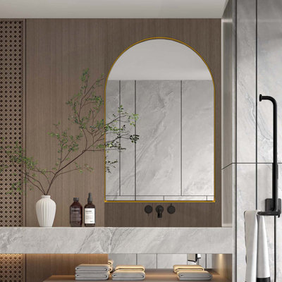 Armoire de salle de bain polyvalente avec cadre en métal avec miroir et tablettes réglables pour le rangement