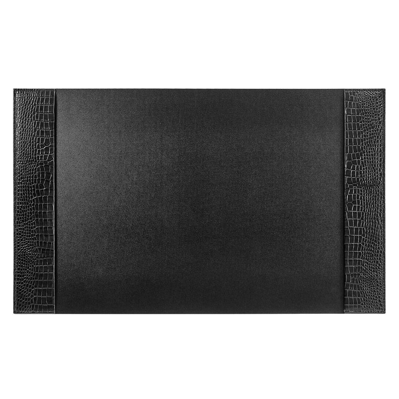 Graphic Image Large Blotter, Embossed Croc Leather, Black