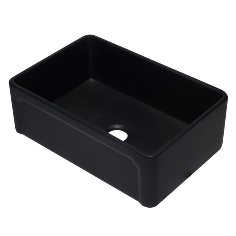 29.75'' L Single Bowl Fireclay Kitchen Sink, Black Matte