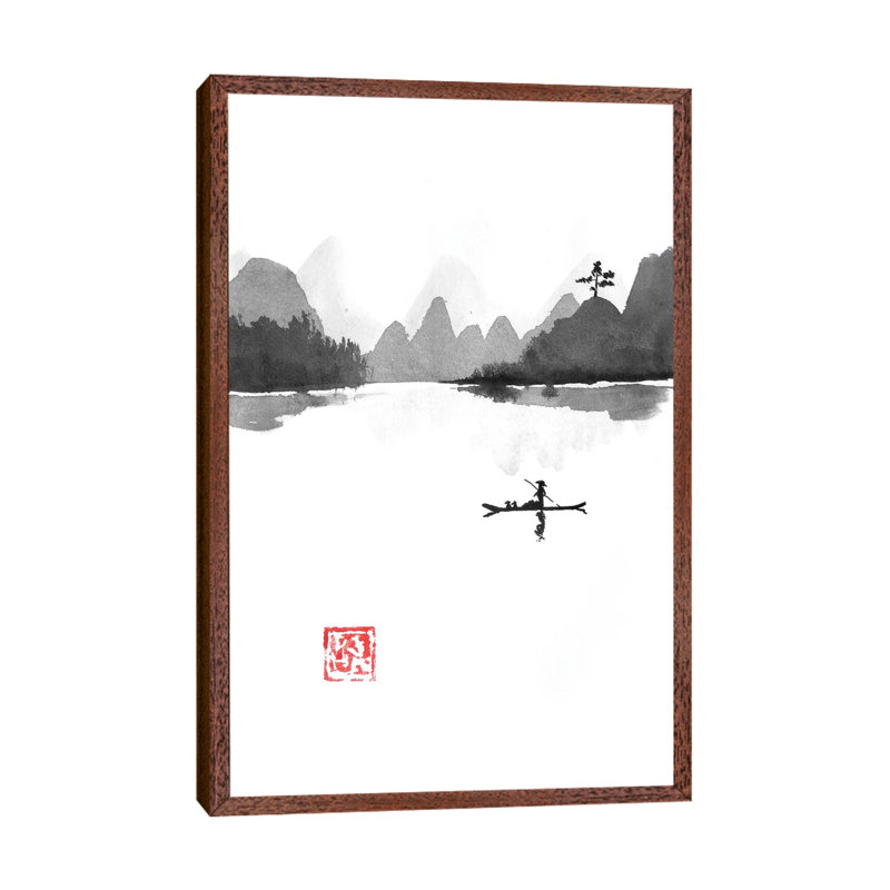 Island by Péchane - Painting on Canvas, 101.6 cm H x 66.04 cm W, Classic Brown Wood Framed
