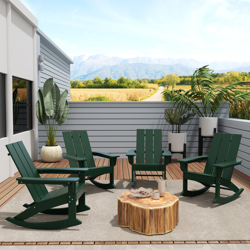 Chaise berçante d'extérieur en plastique Joubert, Vert foncé
