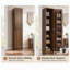 Garde-manger étroit avec 12 tablettes de rangement, armoire de rangement mince à porte simple de 72 po avec 6 tablettes réglables, support de porte et roulettes verrouillables-1481373125