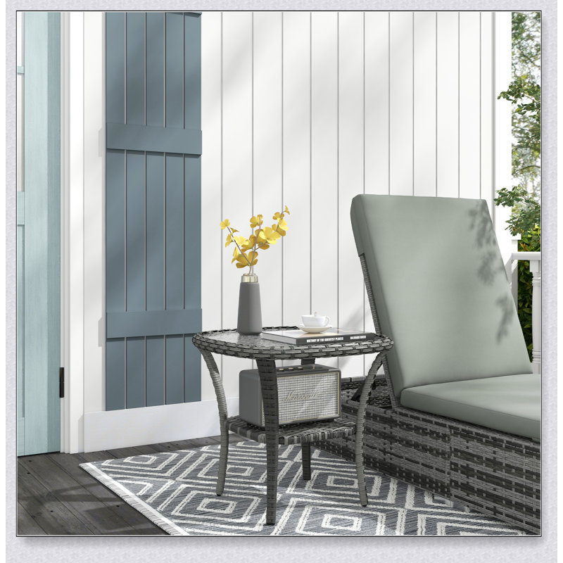 Table basse en rotin avec rangement Outsunny