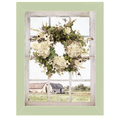 «Pleasant View» par Lori Deiter, reproduction encadrée prête à accrocher, cadre de style fenêtre vert clair