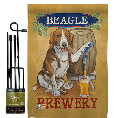 Ensemble de 2 faces en polyester 1,5 x 1,1 pi. beagle brasserie nature animaux