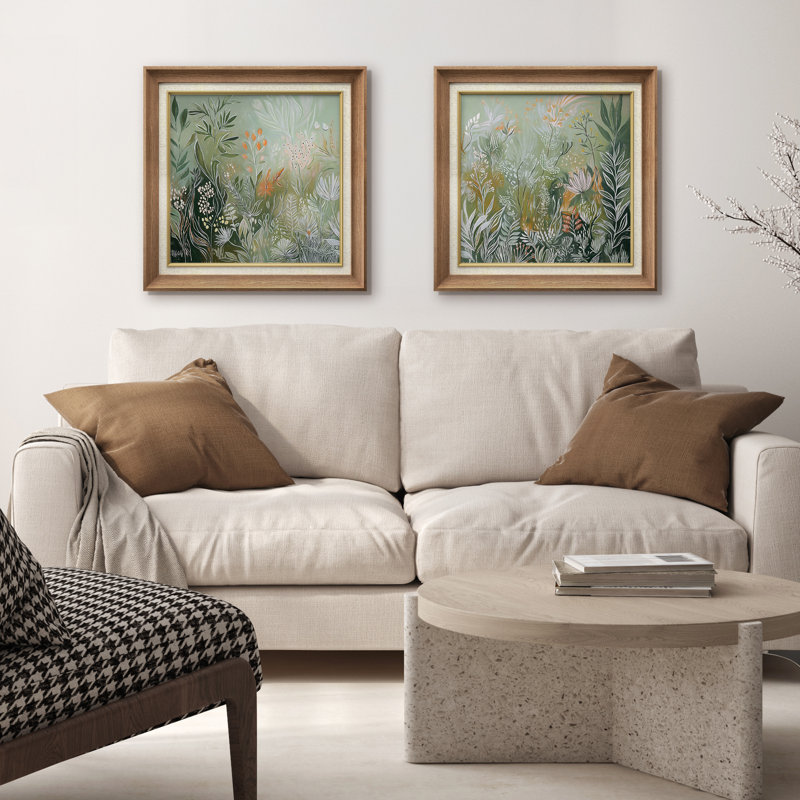 «Lush Botanical Garden», ensemble de 2 reproductions d'art sur toile encadrées, H 26 po x l 26 po, Natural Gallery Frame