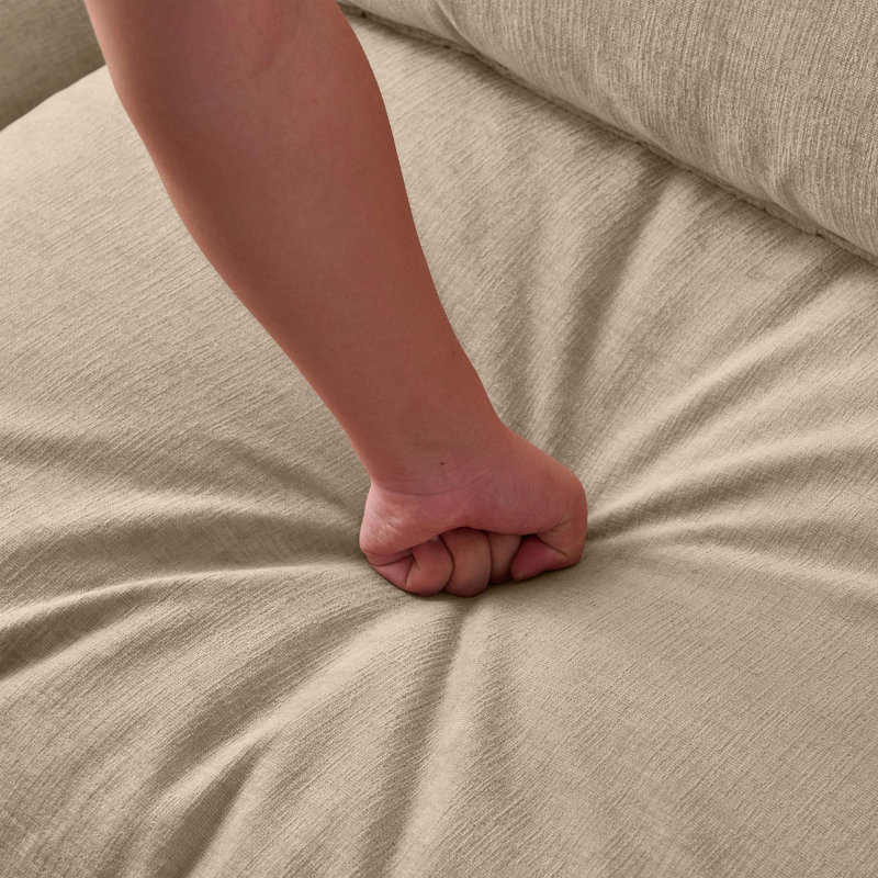 Canapé modulaire en L avec repose-pieds Luxury Chenille, Orienté vers la gauche, Chenille café