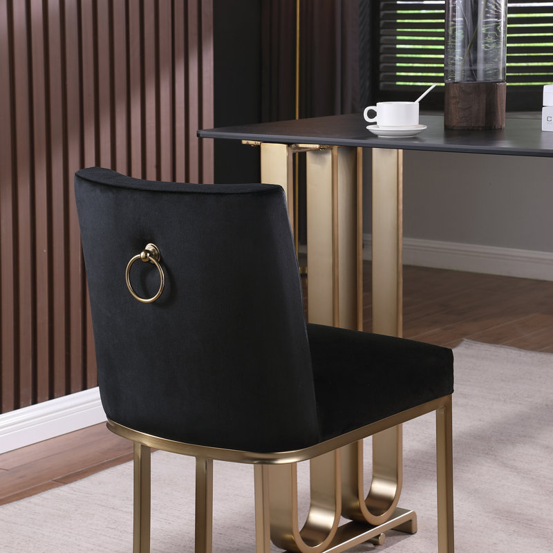 Ensemble de 2 tabourets de bar de 26 po de hauteur avec dossier, tabourets de bar brossés dorés Wokers, Noir