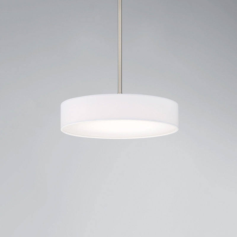 Manhattan 1-Light Drum Pendant, 5" H x 14" W x 14" D, Brushed Nickel