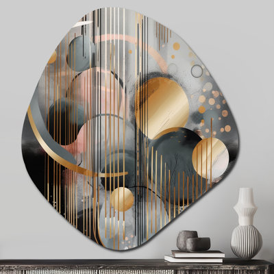 Abstract Shapes And Lines III - Marble Asymmetrical Metal Wall Decor, Modern Irregular Shape Metal Art Print