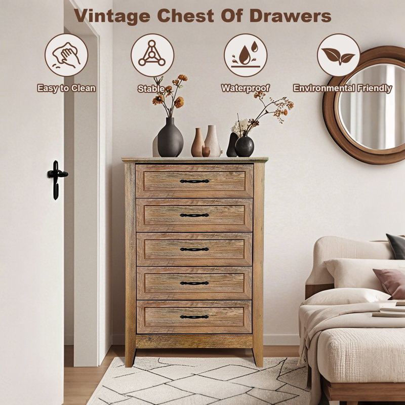 5 Drawer 70Cm W Chest, Brown