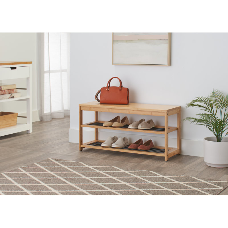  Ecostorage® 3-tier Bamboo & Metal Shoe Bench, Bronze