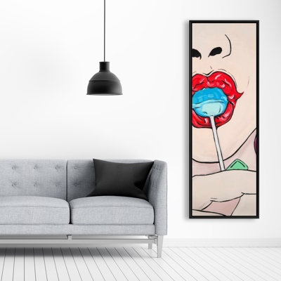 Lollipop - Illustrative Blue Framed Canvas for Home Decor