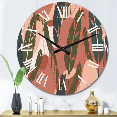 Horloge murale traditionnelle feuilles de bananier sur tons terre cuite