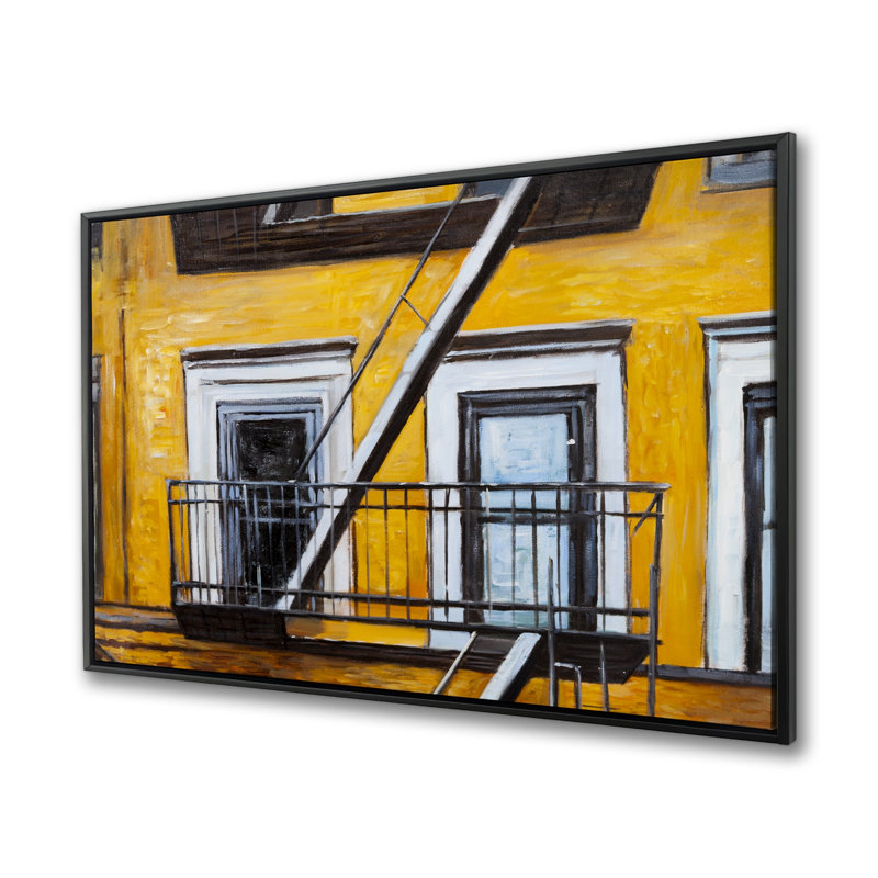 Building Old Fire Escape - Contemporary Canvas for Home Decor, 37.25" H x 49.25" W
