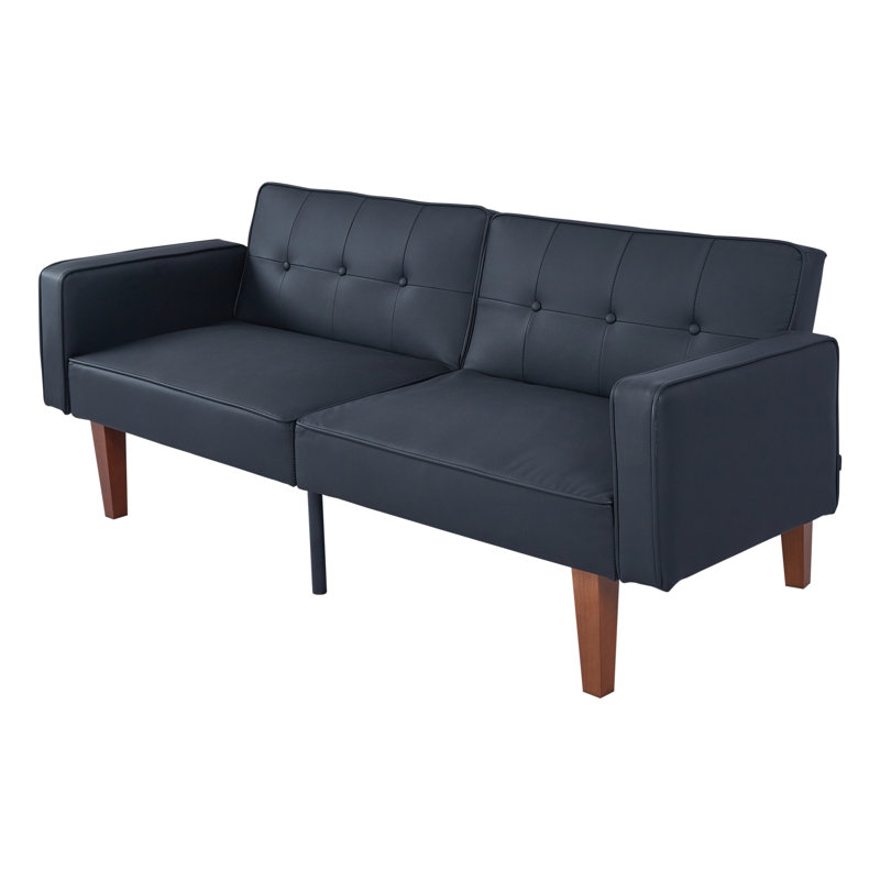 Canapé-lit en cuir synthétique 68,1 po, gris, Gris