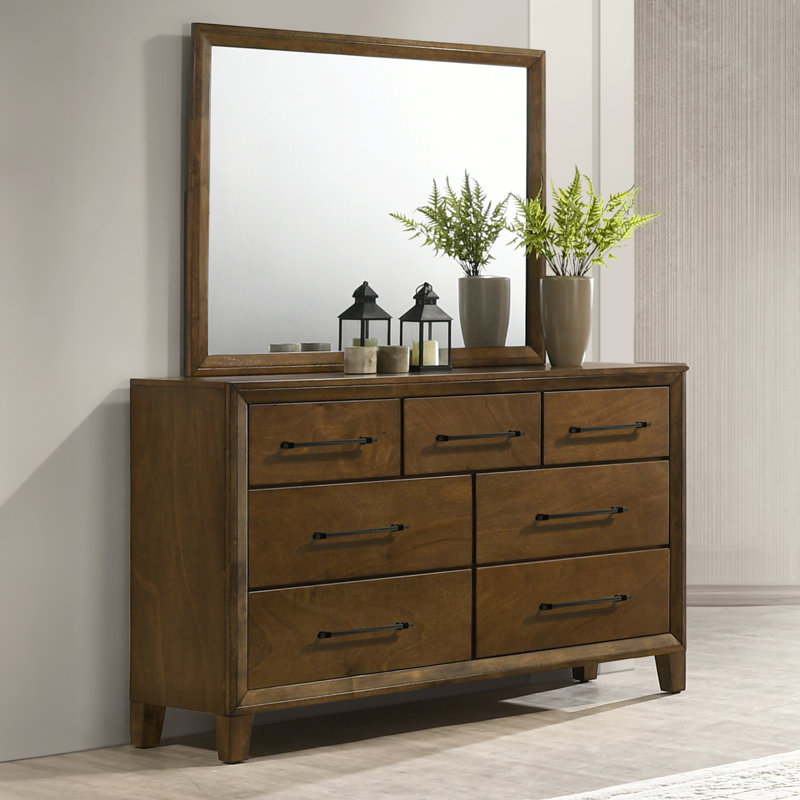 Bangor 2-Piece Wood Dresser And Mirror Set, Brown