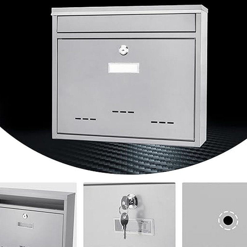 Wall Mount Multi-Purpose Locking Drop Box with Key Lock for Home Office, Grey