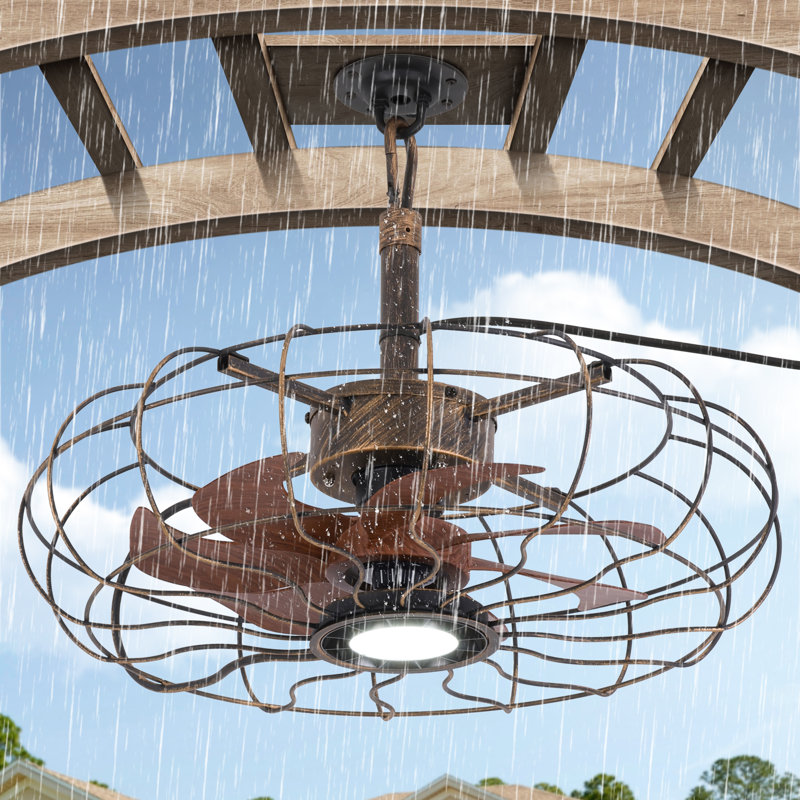 Ventilateur de plafond suspendu 15 "avec lumière, Noir brossé doré, 20"