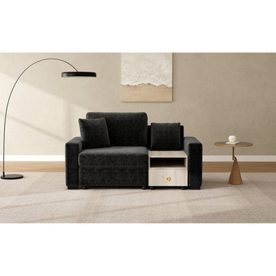 Modern Sofa Couch 63.2" Modular Sofa Upholstered Sofa Couch with Storage Armrest and Center Console for Living Room