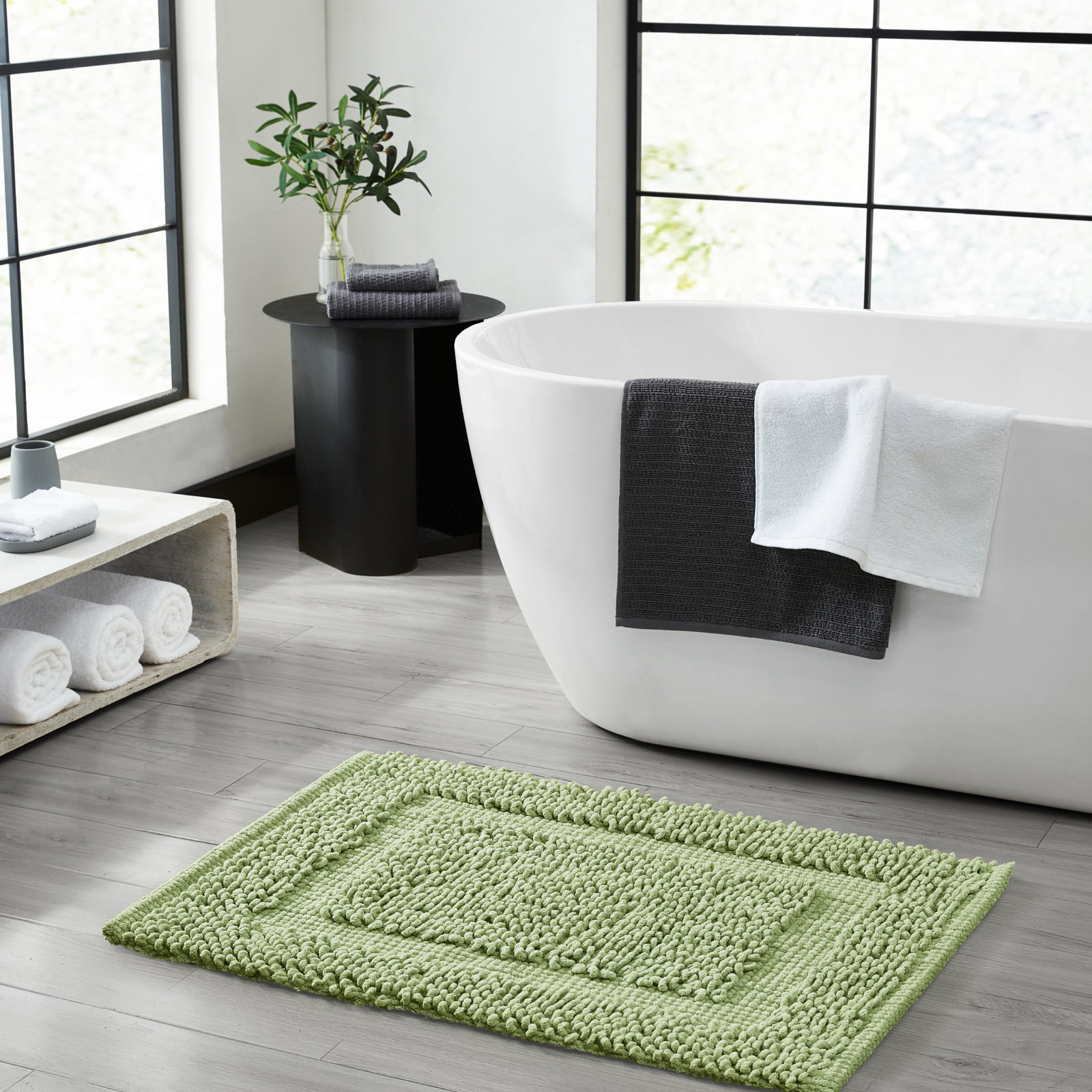Payten Classic Cotton Bath Mat, Single - 17"W x 24"L, Sage