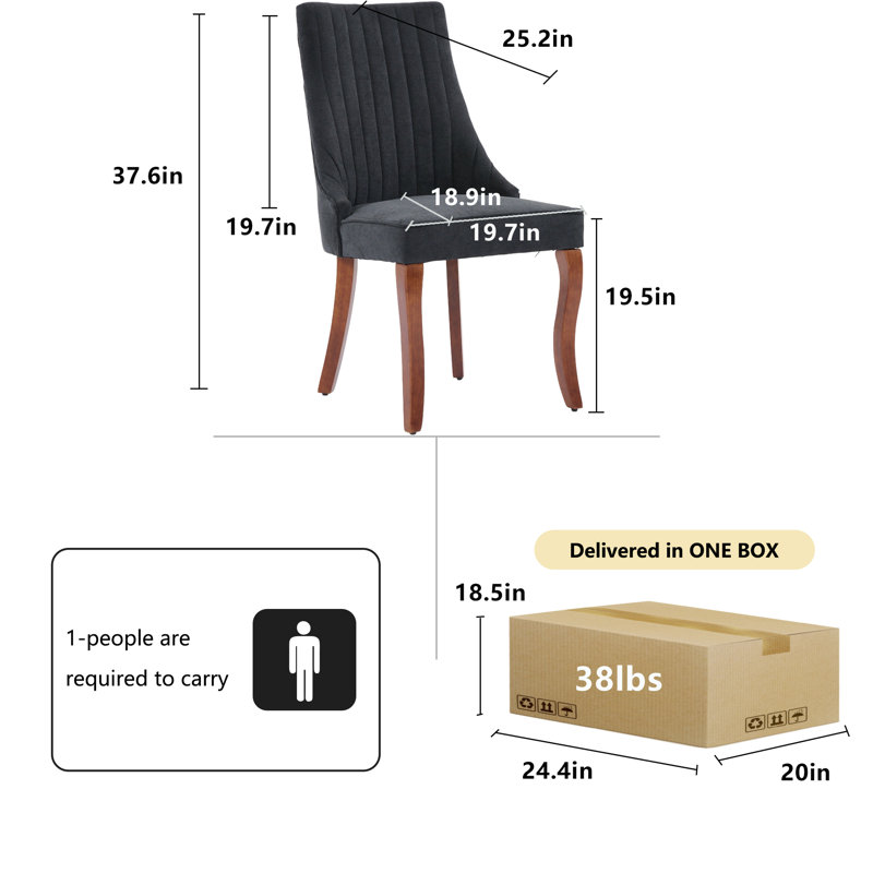 Ensemble de 4 chaises de salle à manger rembourrées en lin Modern Simplicity, Noir