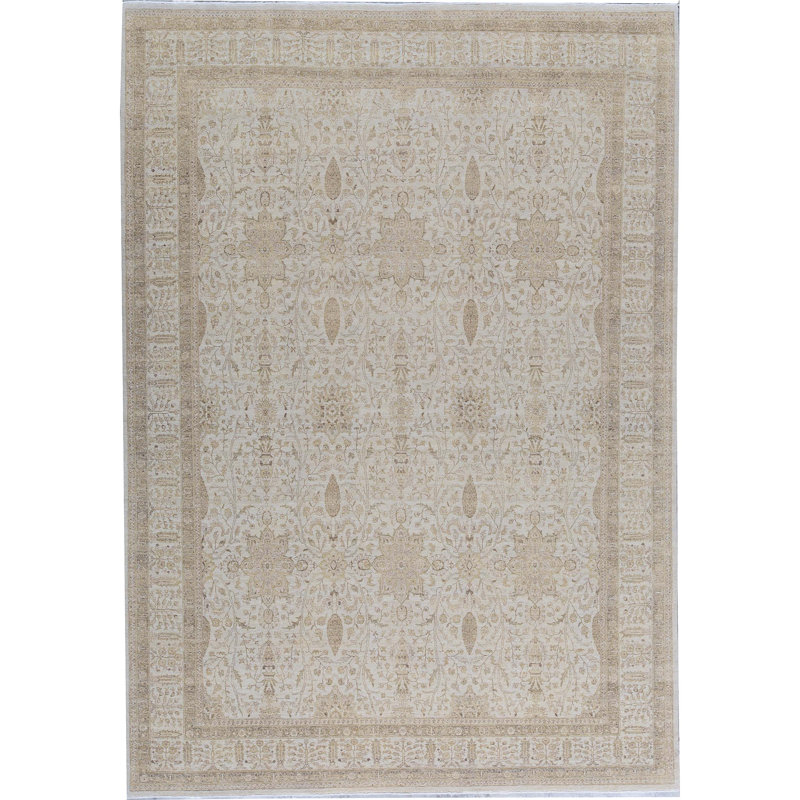 Tapis ivoire noué à la main de haute qualité