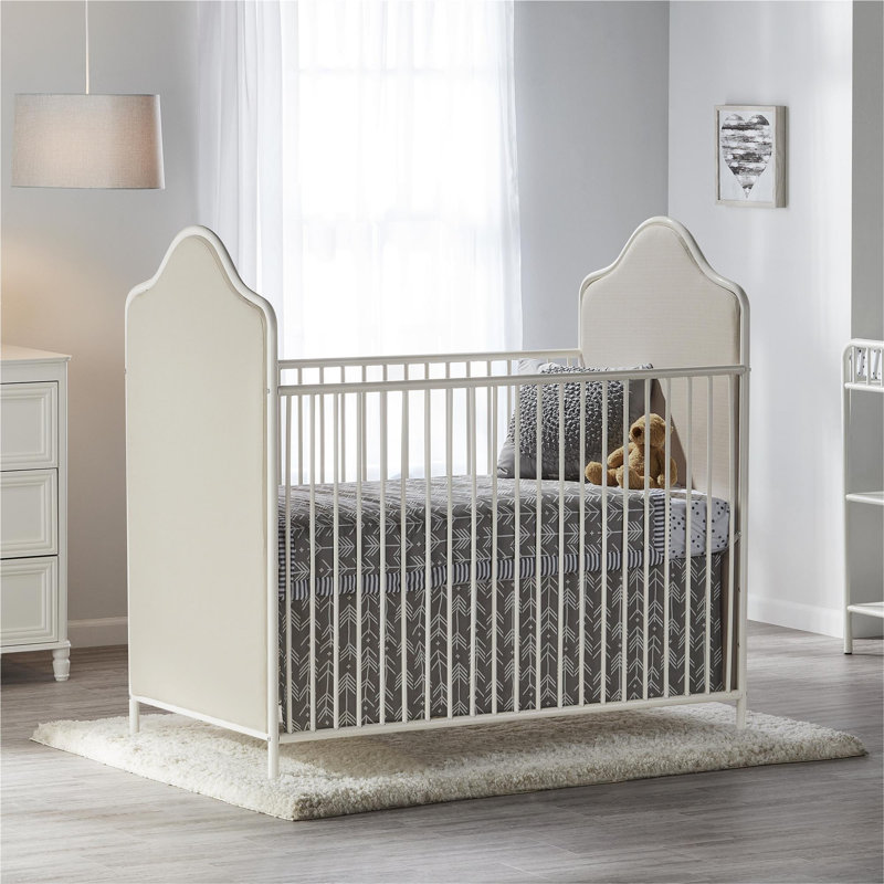 Lit de bébé rembourré convertible 2-en-1, Crème