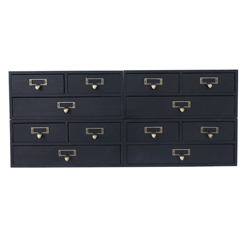 Organisateur de bureau empilable en bois avec 12 tiroirs, Noir