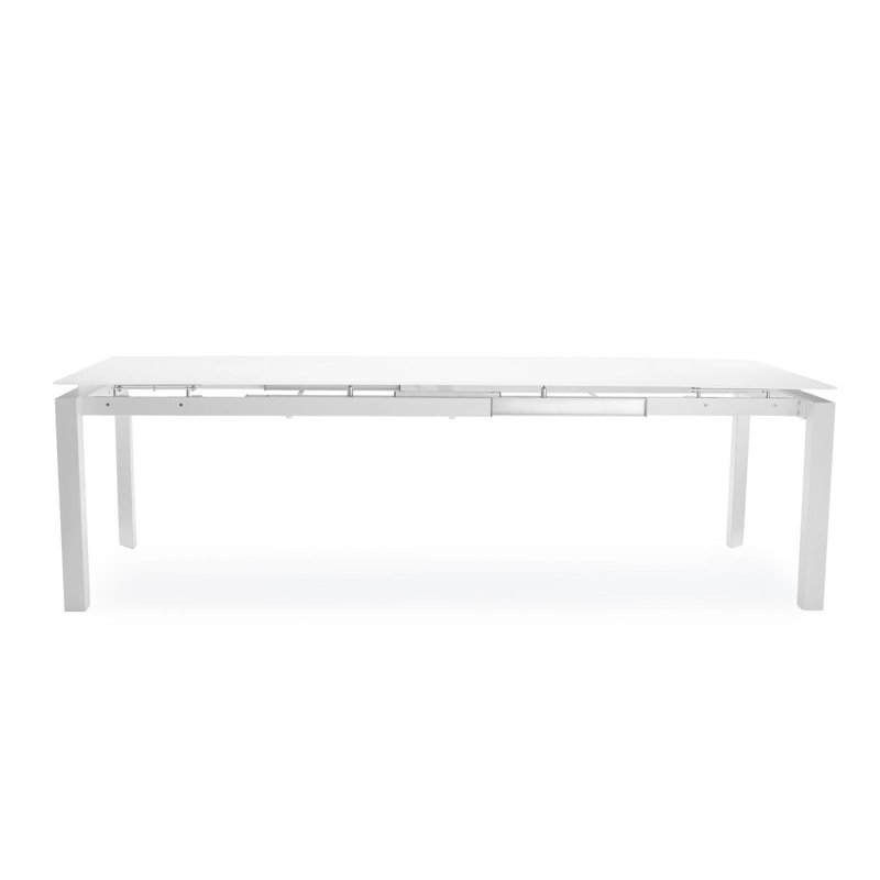 Table de salle à manger extensible Tatiana, Blanc mat