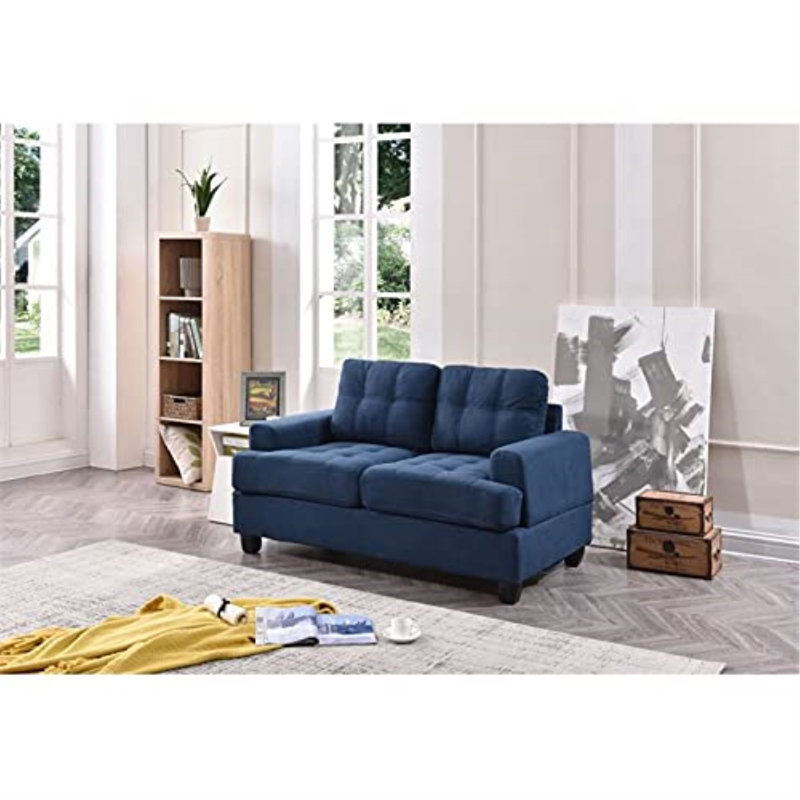 Gilmore Upholstered 58'' Loveseat, Navy Blue