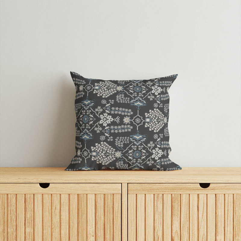 Coussin décoratif Zoey, Gris anthracite, Carré 18 po