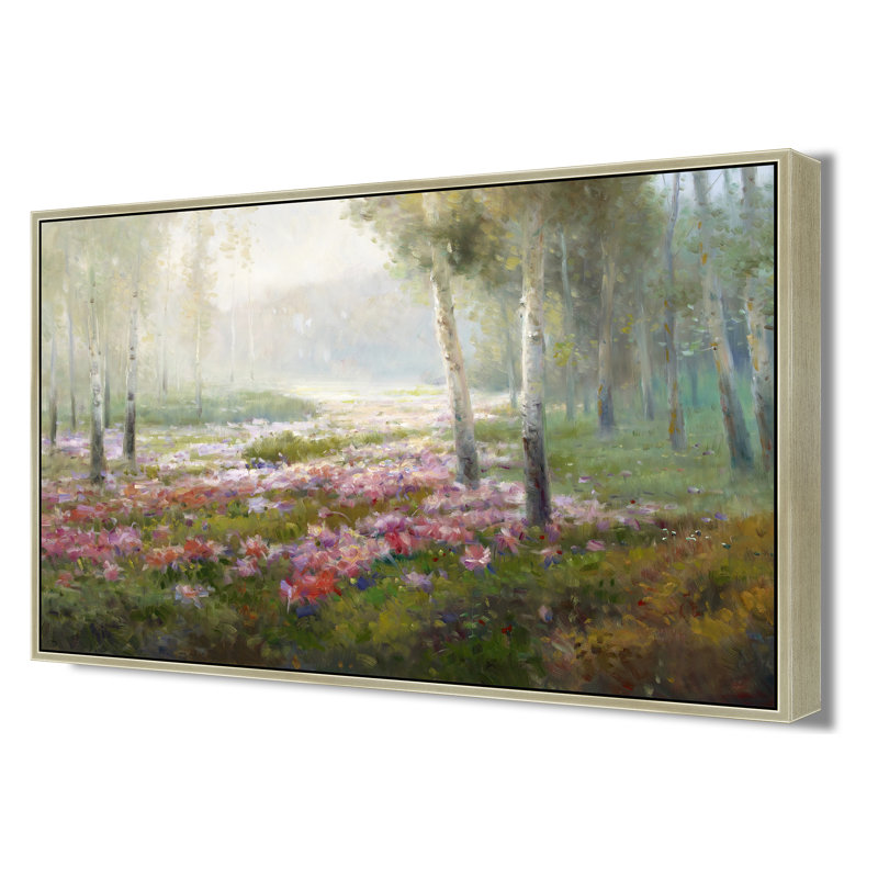 «Dawn In The Birch Grove», Argent argent, H 26 po x l 38 po