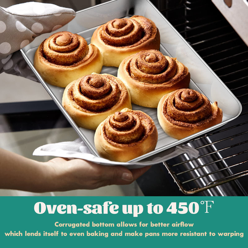 LoochMee Non-Stick Stainless Steel 3 Piece Baking Sheet Set