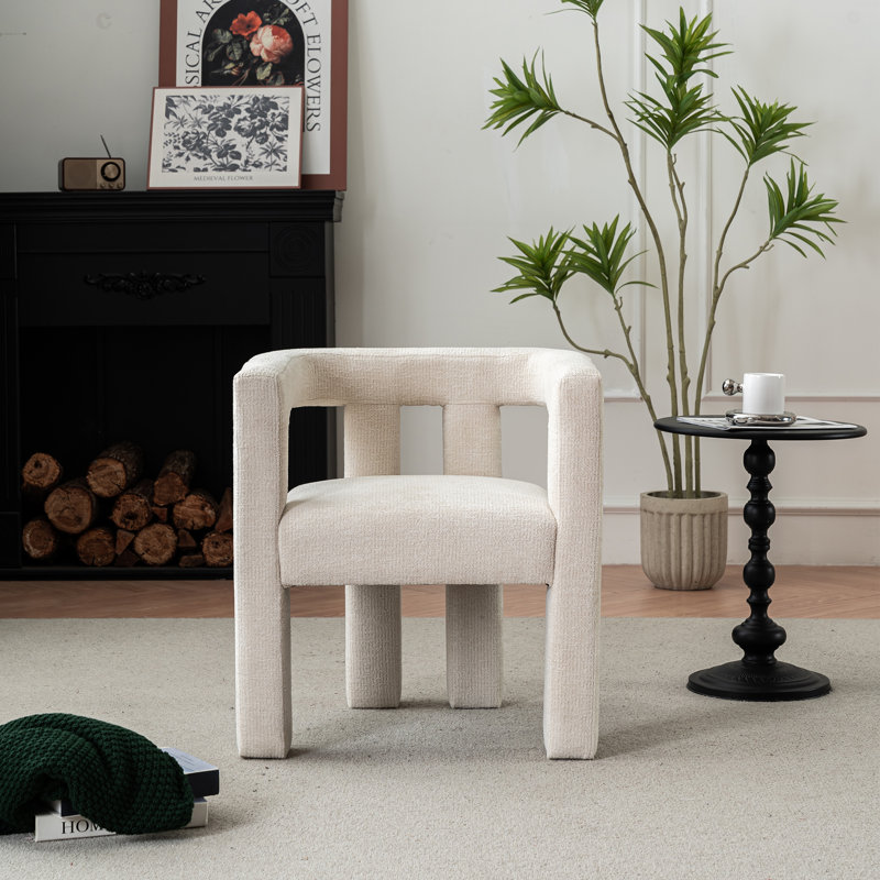 Fauteuil d'appoint rembourré en chenille de 25,4 po de largeur Silton , Chenille crème