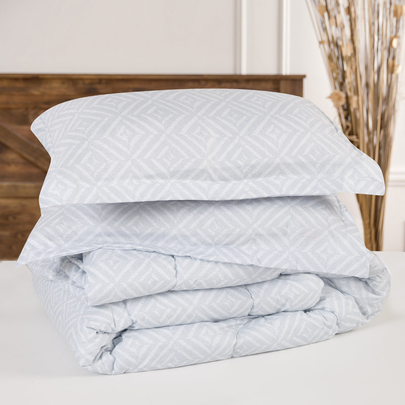 Ensemble d'édredon 3 pièces en microfibre à motif géométrique gris et blanc Chanasya