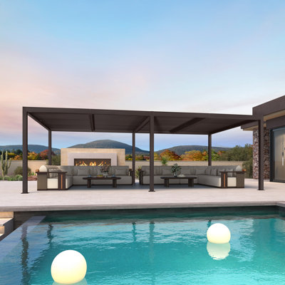 12' X 24' Aluminum Outdoor Bronze Louvered Pergola