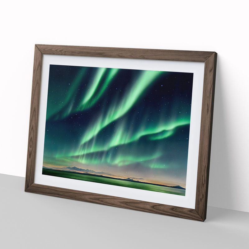 Wholesome Northern Lights - Framed Print, 25cm H x 34cm W x 2cm D, Walnut Framed