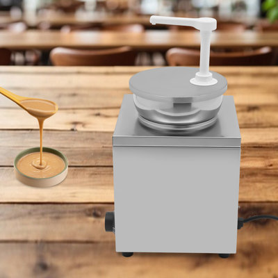 Electric Sauce Warmer Dispenser For Hot Fudge Cheese Caramel, Sliver