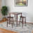 Zavala Walnut 3-Piece High Dining Set with Saddle Seat Bar Stools