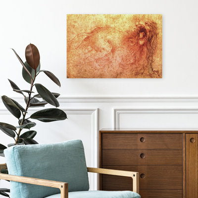 Esquisse d'un lion rugissant, impression d'art contemporain classique
