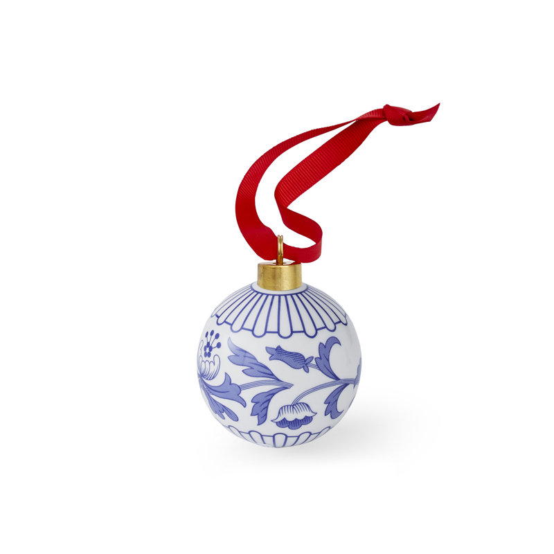 Spode Blue Italian Christmas Bauble Florals