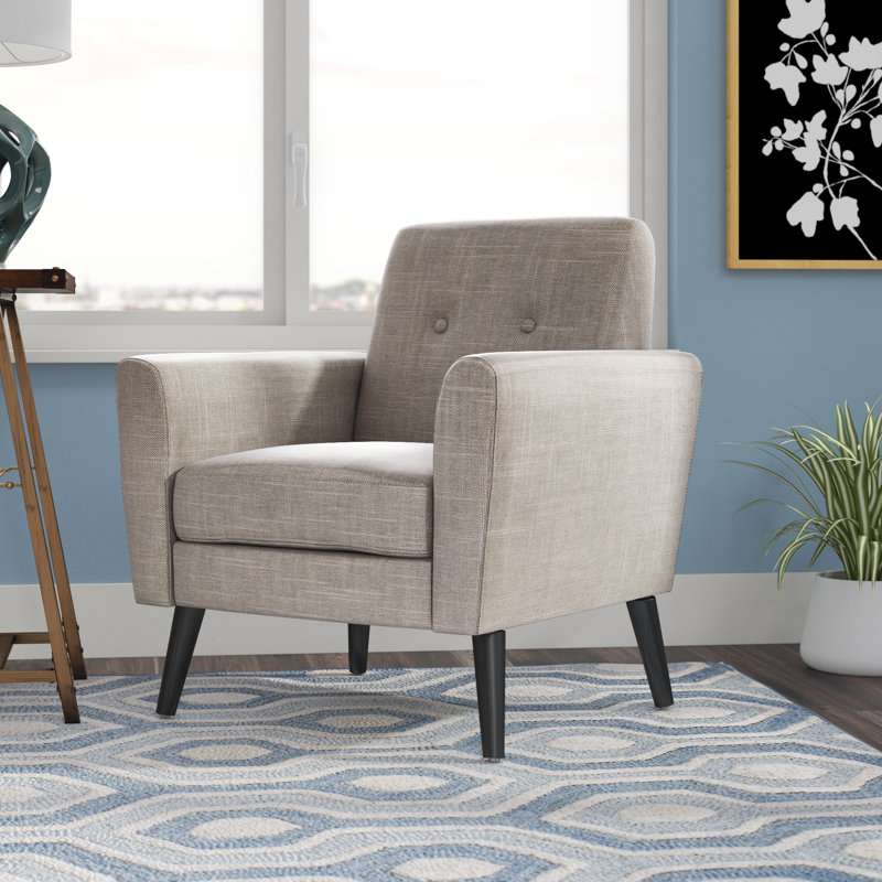 Fauteuil capitonné en polyester 78,74 cm de large Celyn, Polyester beige