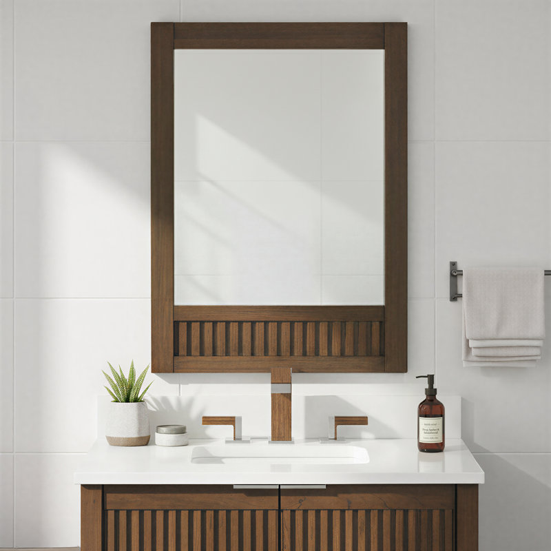 Through Lines Flat Wall Mirror, 30" x 22", Brown