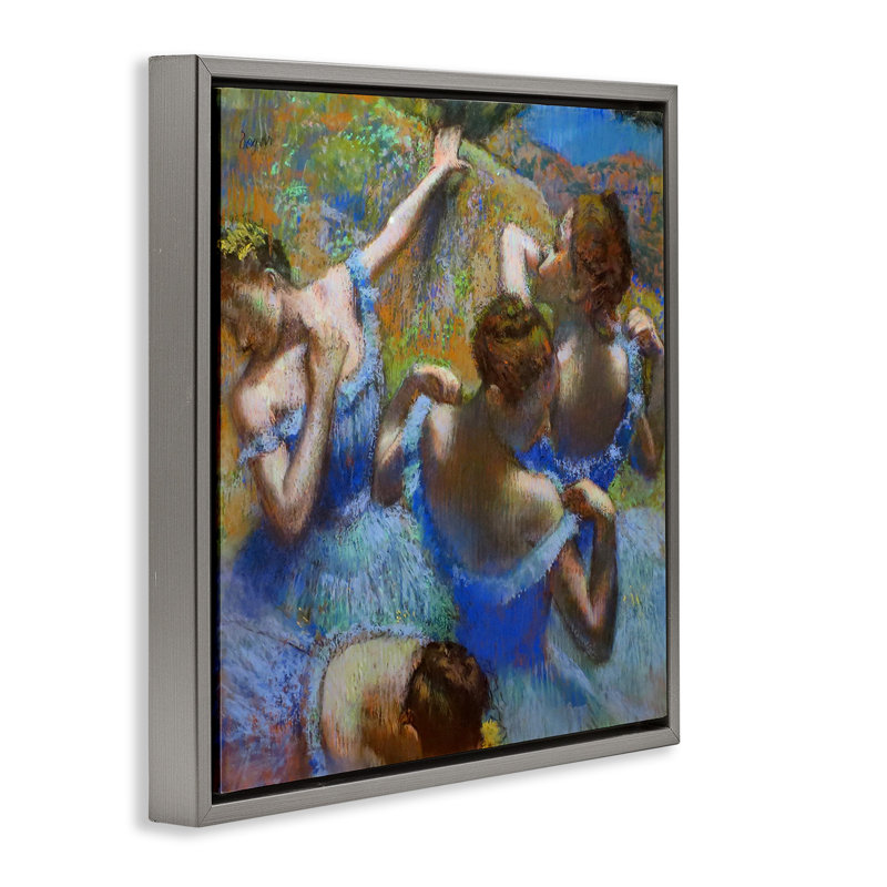 «Ballet Dancers Classic Degas», peinture au grain encadrée sur toile flottante par Edgar Degas, Cadre flottant gris lustré