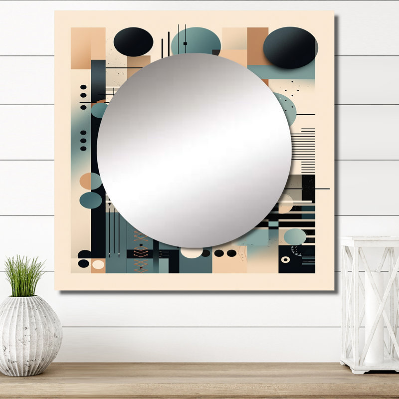 Gord - Grand miroir carré géométrique moderne pour décoration murale, 23 po x 23 po