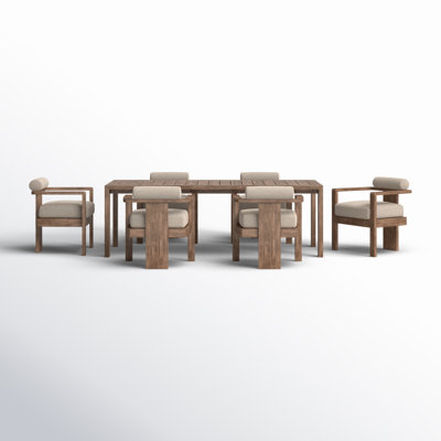 Norene 82'' Rectangular 6 - Person Outdoor Dining Set with Cushions