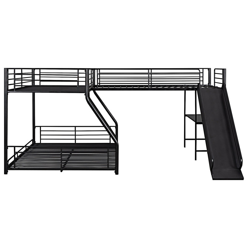 Lit superposé en L avec lit mezzanine